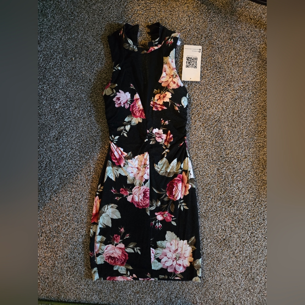 Emerald Sundae Black Floral Midi Dress